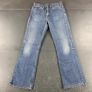 VTG JCPenny Jeans Men 32x32 Blue Plain Pockets Bootcut Smoke Rising Fade 90's